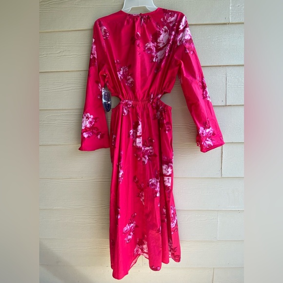 NWT Scoop Side Cut Out MIDI Dress - Medium ,Orchid Floral Pink - Picture 4 of 6